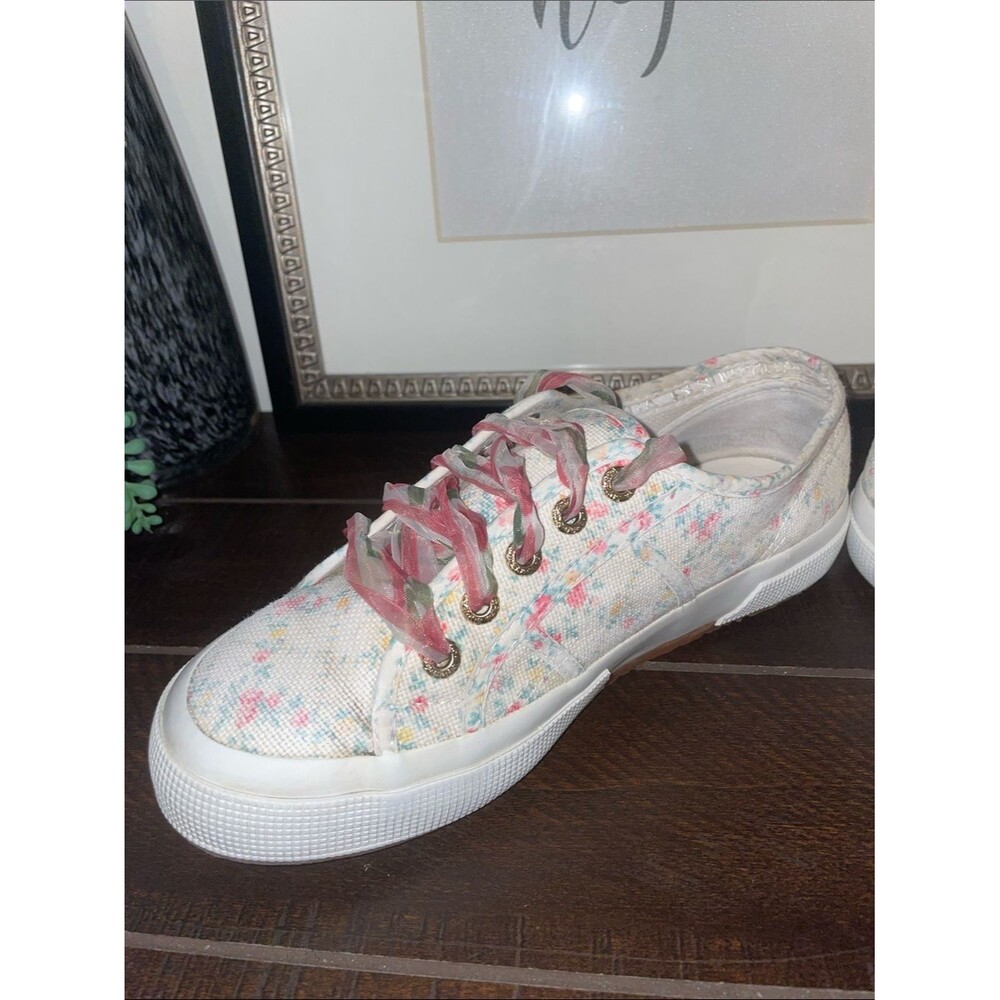 Superga X LoveShackFancy 2750 Vintage Floral Print Canvas Sneakers Size 6.5 - Picture 5 of 11